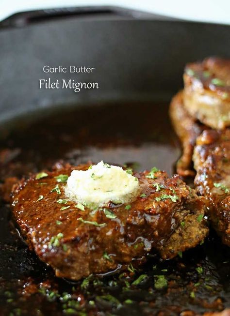 Garlic Butter Filet Mignon Garlic Butter Filet Mignon, Pan Seared Filet Mignon, Steak Sandwiches, Filet Mignon Recipes, Easy Family Dinner, Easy Family Dinners, Beef Dinner, Dinner Idea, Beef Dishes