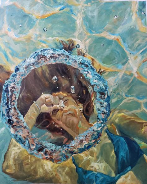 "In my own bubble" Underwater painting. Oil on canvas. 2024 Underwater Painting, Oil Portrait, Brush Strokes, Oil On Canvas, Bubbles, Original Paintings, Oil Painting, Art Drawings, Texture