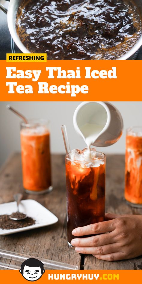 Thai Iced Tea Diy Thai Tea, Thai Iced Tea Recipe, Thai Tea Recipes, Thai Coffee, Thai Iced Tea, Eat Thai, Thai Milk Tea, Iced Tea Recipe, Vietnamese Dessert