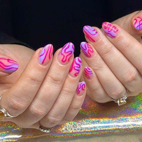 Wacky Nail Art, Funky Spring Nail Designs, Hard Nail Art Designs, Maximalist Nail Art, Crazy Nail Designs Creative, Unique Short Nail Designs, Fun Nail Designs Creative, Crazy Nail Art Unique, Edc Nails Designs