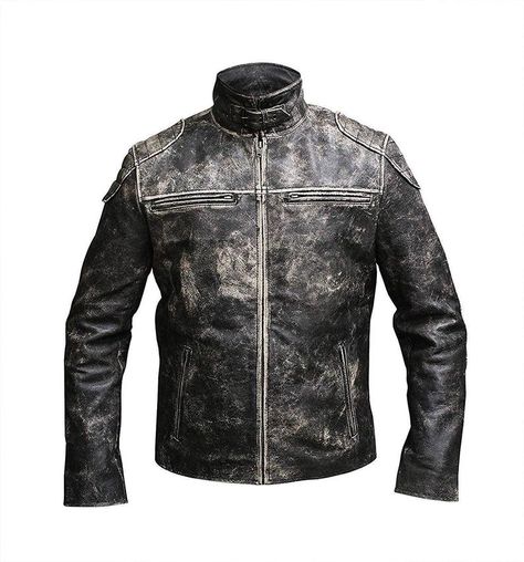 Cafe Racer Motorcycle Retro 2 Distressed Black Biker Real Mens | Etsy Classic Cafe Racer, Classic Cafe, Leather Jacket Zipper, Mens Leather Jacket, Vintage Cafe Racer, Distressed Leather Jacket, Gentleman's Wardrobe, Vintage Cafe, Men's Leather Jacket