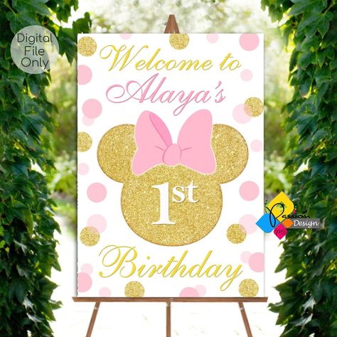 Minnie Mouse Cake Topper, Minnie Mouse Party Decorations, Minnie Mouse 1st Birthday, Minnie Mouse Cake, Minnie Party, Minnie Mouse Pink, Pink Minnie, Minnie Mouse Birthday Party, Birthday Letters