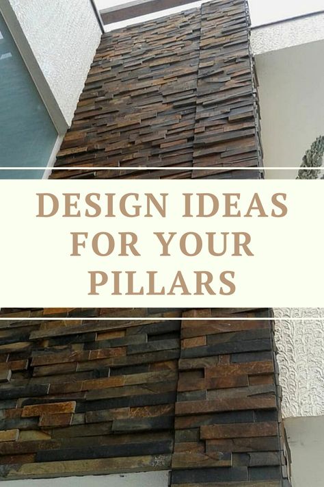 Get the latest design ideas for your pillars here! #homestyle #homedecor #homedesign #pillardecor #pillardesign #pillarstyle #interiordesign #interiordecor #interiorstyle #architecture #architecturelovers Pillar Cladding Design, Pillar Cladding, Pillar Decor, Natural Stone Cladding, Cladding Design, Pillar Design, Stone Cladding, Slate Stone, Stacked Stone