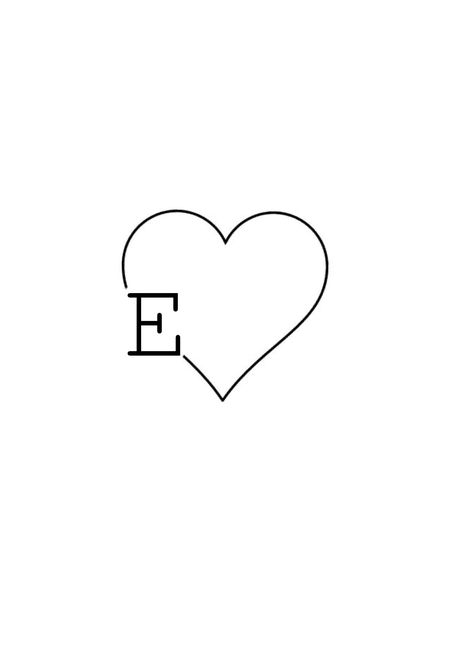 E With A Heart Tattoo, Heart With E Tattoo, E Fonts Letter, Letter E Tattoo Design, First Love Tattoo Ideas, E Tattoo Letter Heart, L Heart Tattoo, Letter E Tattoo Ideas, E Initial Tattoo