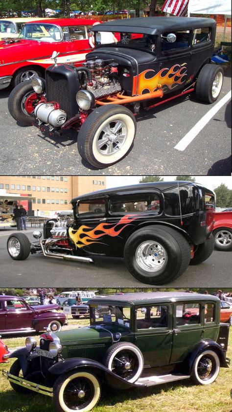 Ford USA 1930 Model A 2-Door Sedan Hot Rod Pro Boy; Bottom Photo: 1930 Ford Model A 155C Town Sedan Street Dreams, Ford Model T, Ford Model A, Custom Muscle Cars, Model T, Ford Models, Hot Rod, Rats, Hot Rods