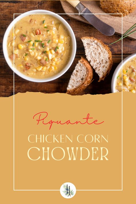 This deliciously comforting chicken corn chowder combines garden-fresh vegetables, savoury protein and a hint of spice to warm up the coldest winter nights. Chicken Corn Chowder Recipe, Spinach Tortilla, Chicken Corn Chowder, Different Salads, Chicken Corn, Corn Chowder Recipe, Cold Weather Food, Tomato Bisque, Slow Cooker Roast