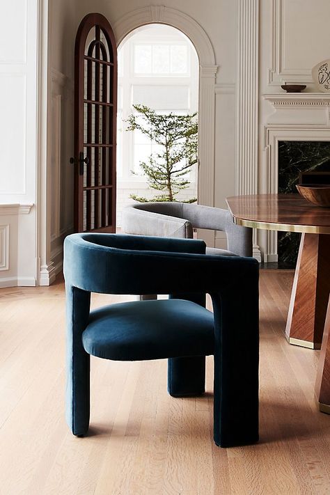 The Most Comfortable Dining Chairs For 2021 | Absolute Home Low Back Dining Chairs, Upholstered Dining Bench, Anthropologie Home, Comfortable Dining Chairs, Anthropologie Uk, Sofa End Tables, Outdoor Stools, Blue Chair, Velvet Dining Chairs