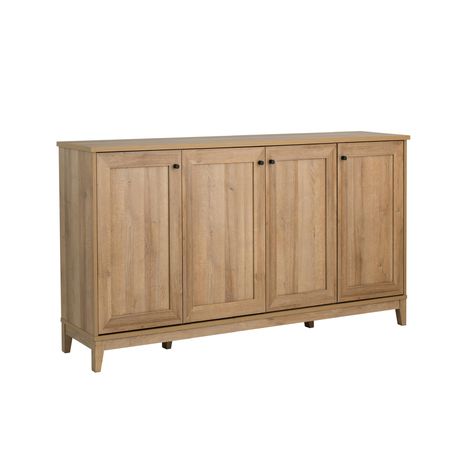 PRICES MAY VARY. Finished in Durable Laminate ASSEMBLED DIMENSIONS & WEIGHT- Console Table- 60" W x 32" H x 16" D, Total weight- 110 lbs., All pieces arrive ready to assemble in 1 Box FUNCTIONAL AND STYLISH- Buffet cabinet with storage boasts an elegant shaker door design with round, metal door pulls all in a warm oak finish DURABLE MATERIAL FOR LONG TERM USE- Wooden storage cabinet is constructed from non-toxic (CARB 2 Compliant), laminated composite woods with a sturdy medium-density fiberboar Deep Storage Cabinet, Door Console Table, Console Table Storage, Tv Cabinets With Doors, 4 Panel Door, Panel Door Design, Storage Cabinet With Doors, Pantry Cabinets, Accent Storage Cabinet