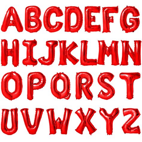 PRICES MAY VARY. Package included A-Z 26 letters whole set balloons in Red. Used for their wedding party,birthday,halloween or christmas,festival decoration such as wide range of uses The material of aluminum film,sphere with metallic luster,spherical beautiful,can use repeatedly,deflated convenient. Customize your phrase,Our balloons will add some flare to any occasion! Red 16 inch balloon letter, these balloons have been designed to be filled with air, they will not float with helium. Product Balloon Lettering, Powerpoint Inspiration, Scrub Diy, Lip Scrub Diy, Christmas Festival, Diy Scrub, Lettering Alphabet Fonts, Metallic Luster, Red Balloon