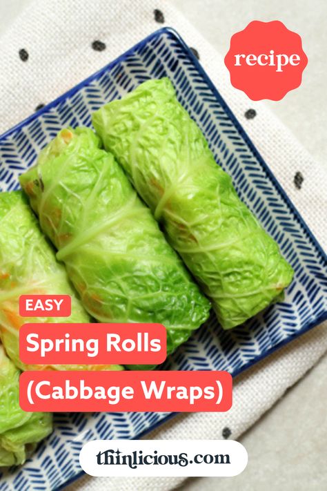 These little low-carb spring rolls are the perfect healthy way to amp up your veggies. A gluten-free healthy nutritious meal for tonight. Cabbage Spring Rolls, Easy Spring Rolls, Spring Roll Filling, Keto Cabbage, Gluten Free Family Meals, Cabbage Wraps, Carrots And Green Beans, Spring Roll Recipe, Lemon Salmon