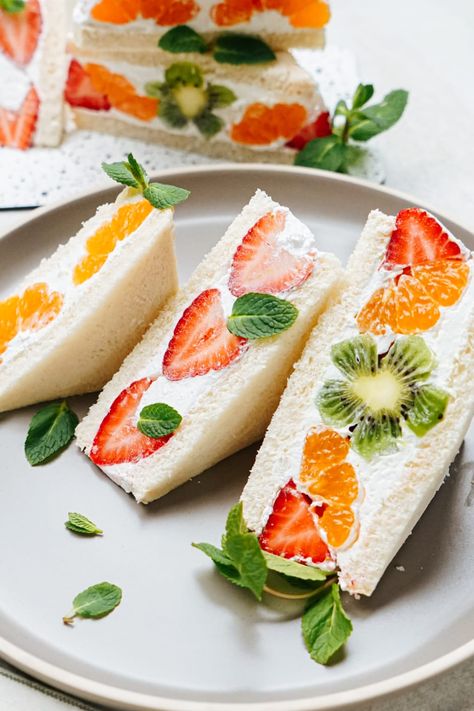 Japanese Fruit Sandwich Recipe | Cozymeal Japanese Food Sandwich, Japan Fruit Sandwich, Japanese Sweet Sandwich, Fruit Sandwich Aesthetic, Fruit Sandwich Recipes, Japanese Fruit Sandwiches, Japanese Recipe Ideas, Kawaii Food Recipe, Japanese Fruit Sandwich Recipe