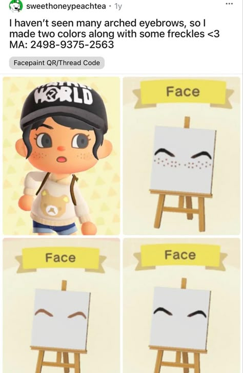 Face Art Animal Crossing, Animal Crossing Custom Face Paint, Acnh Custom Face Paint, Animal Crossing Face Paint Codes, Acnh Face Design Code, Acnh Eyebrows And Blush, Acnh Makeup Codes, Acnh Face Paint Code, Acnh Freckles