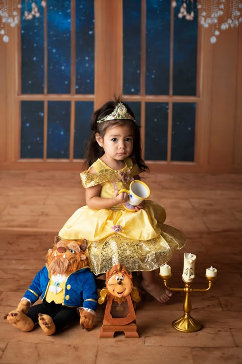 Disney Princess Photoshoot, Disney Princess Photography, Princess Belle Party, Princess Photoshoot, Belle Birthday Party, Princess Photo Shoot, Beauty And Beast Birthday, Beauty And The Beast Theme, Disney Princess Babies