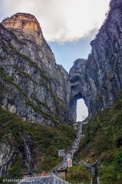 6 Incredible Attractions in Tianmen Mountain, Zhangjiajie, China | The Poor Traveler Itinerary Blog Zhangjiajie China, Mountain Cave, Mountain China, Tianmen Mountain, Natural Cave, Dangerous Roads, Zhangjiajie, Famous Monuments, Mountain Road