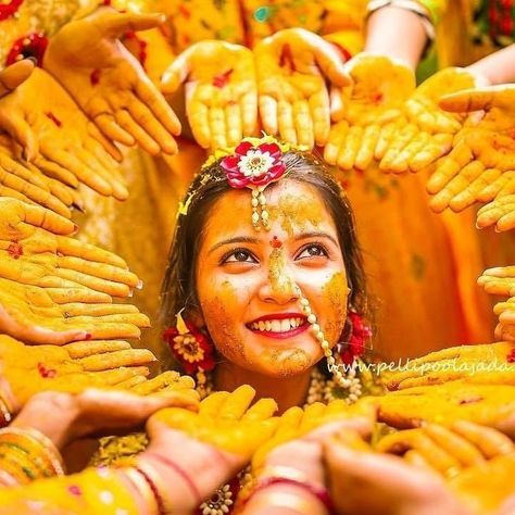 The Coolest, Yellowest Haldi Photographs We Spotted! | WedMeGood Haldi Photoshoot, Bridesmaid Photoshoot, Indian Wedding Poses, Marriage Photography, Indian Wedding Photography Couples, Bridal Photography Poses, Indian Wedding Couple Photography, Marriage Photos, Bride Photography Poses