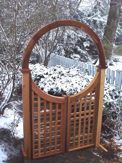 Single Halo Arbor  $350.  Doesn't include the gate Lattice Gate, White Arbor, Backyard Gate, Arbor Gate, Tor Design, Gate Design Ideas, Wooden Garden Gate, Wood Arbor, Wooden Arbor