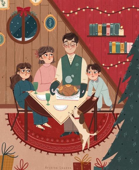 Christmas Dinner Illustration, Dinner Illustration, Advent Challenge, Doodles Illustration, Welcome December, Christmas Doodles, Instagram Christmas, Doodle Illustration, Christmas Illustration