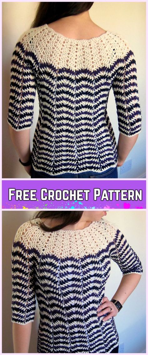 Crochet Chevron Stripe Sweater Free Pattern Shorts Tejidos A Crochet, Sweater Free Pattern, Crochet Chevron, Crochet Bodycon Dresses, Crochet Sweater Free, Crochet Free Patterns, Crochet Cardigan Pattern Free, Knitting Patterns Free Sweater, Black Crochet Dress