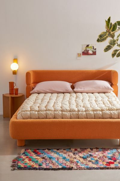 Layered Headboard, Orange Bed Frame, Orange Bed, Queen Size Beds, Indoor Oasis, Pinterest Contest, Layered Style, 1st Apartment, Bed Dimensions