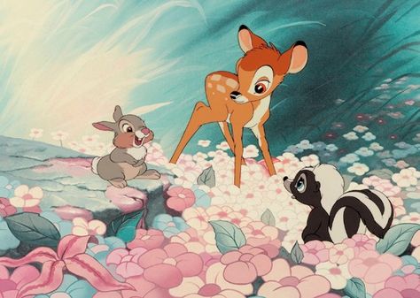 Thumper, Bambi, and Flower Bambi 1942, Bambi Disney, Bambi And Thumper, Images Disney, Disney Animals, Old Disney, Disney Aesthetic, Cute Disney Wallpaper, Classic Disney