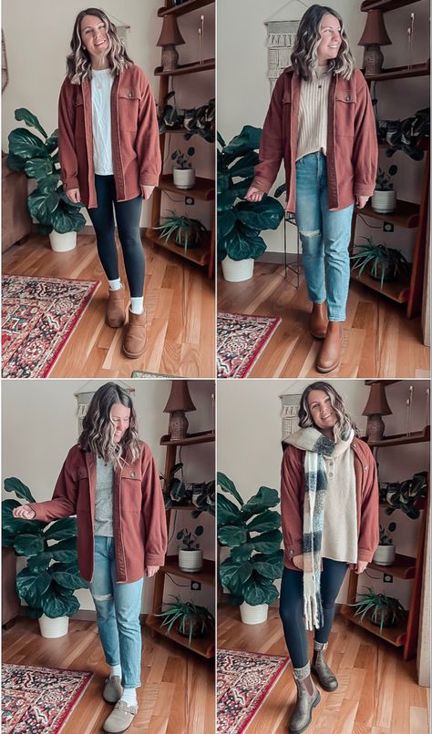 Shacket Outfit Winter, Blundstone Outfit Winter, Blundstone Outfit Women, Granola Style Outfits, Winter Style 2023, Blundstone Outfits, Blundstone Outfit, Shirt Jacket Outfit, Granola Girl Style