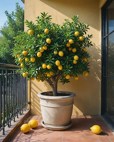 10 Best Trees For Balcony Lemon Tree Front Porch, Potted Citrus Trees, Patio Trees In Pots, Trees For Balcony, Tall Potted Plants Outdoor, Trees In Pots Outdoors, Patio Plant Ideas, Citrus Trees In Pots, Balcony Trees