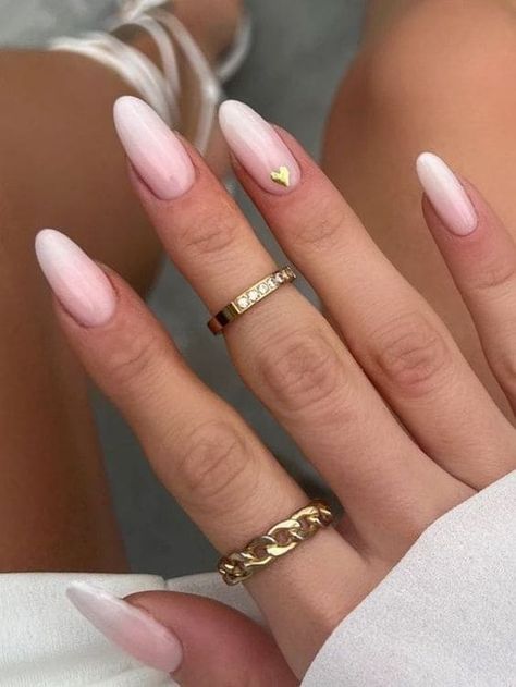 Neutral Ombre Nails, Nails With A Heart, Ombre Nails Glitter, Already Gone, Minimal Nails, Blush Nails, Pastel Nails, Homecoming Nails, Neutral Nails