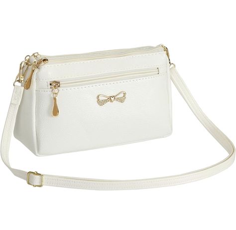 FULEI Small Women's Cross-body Bags Soft PU Leather Shoulder Bag with Zip Pockets Holiday Bag, White Handbag, Leather Handbags Women, Best Bags, Shoulder Purse, Evening Bags, Leather Shoulder Bag, Leather Handbags, Cross Body