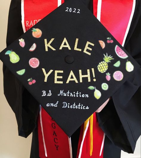 Nutrition Graduation Cap Ideas, Nutrition Graduation Cap, Graduation Inspiration, Graduation 2025, Grad Hat, Grad Cap Designs, Grad Caps, Graduation Cap Designs, Cap Ideas