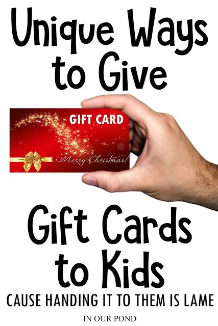 Unique and fun ways to give gift cards to kids // Life in Our Pond // Cause just handing it to them is lame Gift Card Presentation For Kids, Giftcard Wrapping Ideas Creative, Ways To Give Gift Cards, Funny Gift Cards, Gift Card Presentation, Free Gift Cards Online, Target Gift Cards, Wrapping Gift Cards, Food Gift Cards