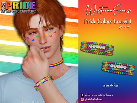 The Sims Resource - Pride Colors Bracelet for men Sims4 Cc Accessories Male, Sims 4 Heartstopper, Heartstopper Sims 4 Cc, Cc Accessories, Royal Accessories, Download Sims, Sims 4 Men Clothing, Alpha Cc, Character Wardrobe