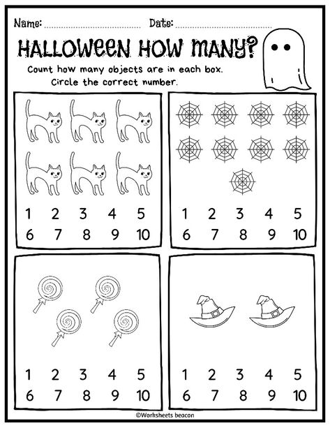 Happy Halloween! These worksheets will help students learn to count numbers from 1-10 (one to ten) by counting the fun Halloween pictures and circle the correct number. Halloween Worksheets, Learn To Count, Halloween Pictures, Teacher Store, Student Learning, Educational Resources, Teacher Pay Teachers, Halloween Fun, How Many