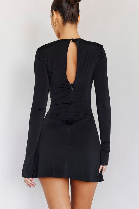 'Adored' Black Jersey Cutout Mini Dress - Mistress Rock Cutout Mini Dress, Flare Long Sleeve, Black Jersey, Sleeve Bodycon Dress, Weekend Wardrobe, Long Sleeve Bodycon, Long Sleeve Bodycon Dress, Cool Suits, Mini Dresses