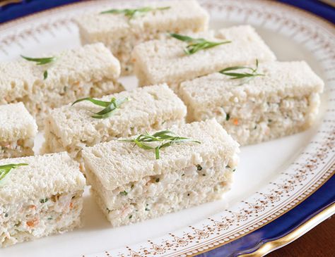 Fresh tarragon adds flavor to these triple-stack Tarragon Shrimp Salad Finger Sandwiches. Cucumber Tea Sandwiches Recipes, Finger Sandwich, Salad Fingers, Tea Sandwich, Cucumber Tea Sandwiches, Tea Party Sandwiches, Tea Sandwiches Recipes, Afternoon Tea Recipes, Party Sandwiches