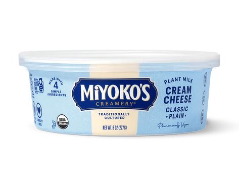 Award-Winning Vegan Butter and Cheese | Miyoko's Creamery Healthy Cream Cheese, Cheese Spreads, Cheese Packaging, Cheese Brands, Yummy Cheesecake, New York Style Cheesecake, Plant Milk, Healthy Sweet Snacks, Make Cream Cheese