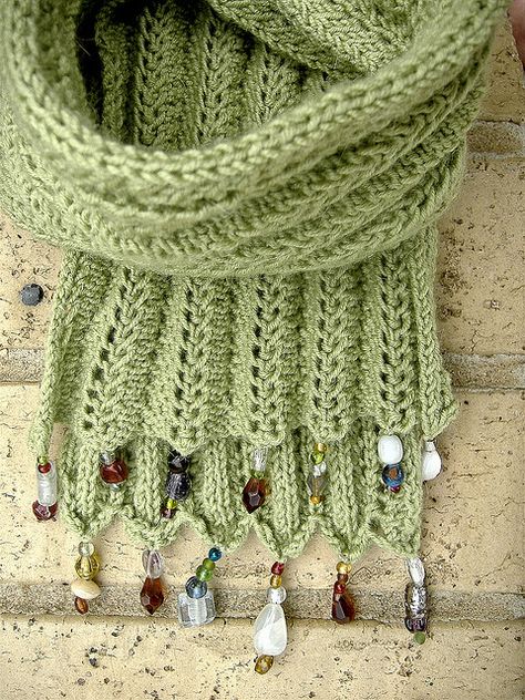 the color, the stitch and the beads! by laughingpurplegoldfish, via Flickr - Inspiration Knitting Scarf, Alpaca Scarf, Bead Sewing, Knitted Wit, Knit Hats, Beautiful Knitting, Granny Squares, Knitting Accessories, Knit Or Crochet