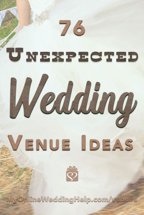 Want something other than run-of-the mill wedding locations? Here are 76 unique, nontraditional wedding venue ideas. Read and comment your own nontraditional ideas. On the My Online Wedding Help blog. #MyOnlineWeddingHelp #NontraditionalWedding #WeddingVenues #WeddingIdeas Cheap Venue Ideas Wedding, Free Wedding Venue Ideas, Wedding Venue Must Haves, Inexpensive Wedding Venue Ideas, Nontraditional Wedding Reception, Wedding Surprise Ideas, Simple Wedding Venue Ideas, Barn Venue Ideas, Surprise Wedding Reception