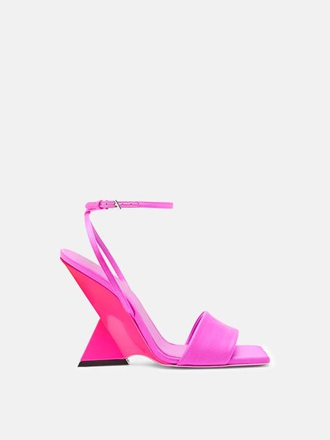 THE ATTICO ''Cheope'' fuchsia and fluo fuchsia sandal Pink Sandals Heels, White Pump, Sandal For Women, Pink Mules, Black Mule, White Mules, Red Pumps, The Attico, Leather Dye