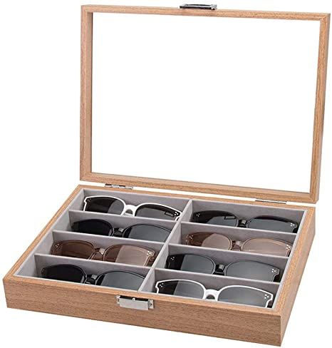 Amazon.com: Homeanda Wooden Color 8 Grids Glasses Eyeglasses Sun Glasses Eyewear Box Case Tray Display Showcase Organizer Jewelry Tray with Cover : Clothing, Shoes & Jewelry Eyewear Display, Sunglasses Organizer, Wooden Glasses, Sunglasses Display, Sunglasses Storage, Sunglasses Box, Tray Display, Wood Sunglasses, Container Organization