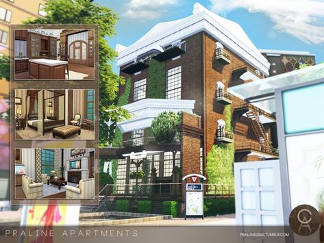 By Pralinesims Found in TSR Category 'Sims 4 Residential Lots' Sims 4 Residential Lots, Sims 4 Residential, Miami Apartment, The Sims 4 Lots, Sims 4 Download, My Sims, Tiny Apartments, Sims Building, Sims House Design