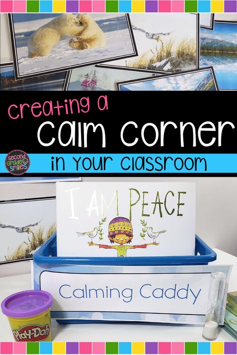 Building a classroom space to support students who may have had difficulty self-regulating or just need time and space to regroup - a classroom calm corner or mindfulness corner. Includes free resources for teachers to print and create their own as well as tips for introducing this calming classroom space to students. Mindfulness Corner, Sel Resources, Capturing Kids Hearts, 2nd Grade Class, Calm Corner, Calm Classroom, Create Your Own Book, First Day Activities, Teaching Second Grade