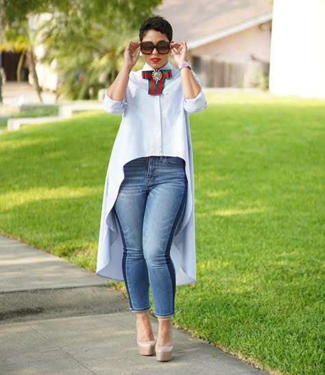 DIY HIGH LOW BUTTON UP SHIRT USING THE KATIE PDF | Mimi G Style Tunik Linen, Mode Ab 50, Corak Menjahit, Plus Size Clothing Stores, Body Suit Outfits, Elegante Casual, Work Wear Women, African Wear, African Fashion Dresses