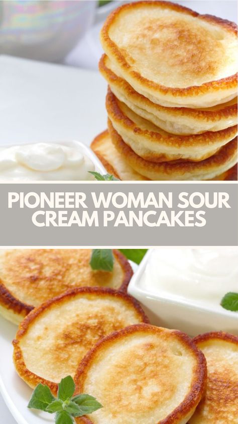 Pioneer Woman Sour Cream Pancakes use basic ingredients like flour, baking powder, eggs, and sour cream. With a prep time of around 20 minutes and serving 4, they’re a simple yet delicious breakfast option. Coconut Cream Pancakes, Pioneer Woman Sour Cream Pancakes, Pioneer Woman Breakfast, Pioneer Kitchen, Sour Cream Pancakes, Cream Pancakes, Pancake Batter, Breakfast Options, Delicious Breakfast