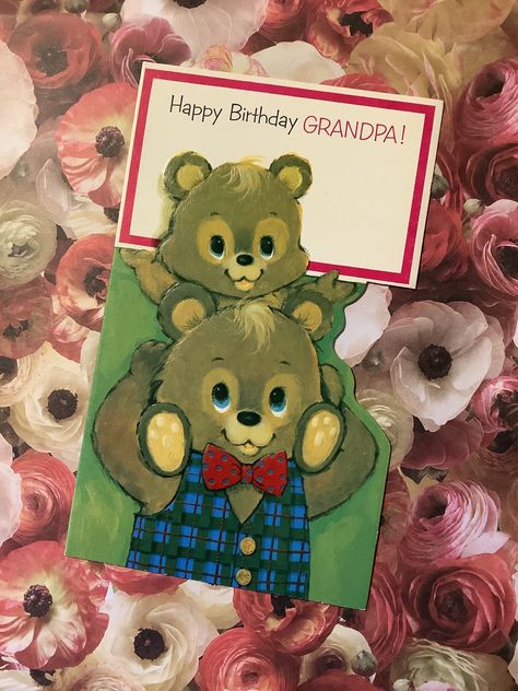 EXTREMELY RARE Circa 1950s Vintage 'Happy Birthday Grandpa!' Card - Cute Bear Design - Collectable - Made In Great Britain by Valentines by WatsonsVintageFinds on Etsy Grandpa Bday Card, Grandpa Birthday Card, Grandpa Card, Happy Birthday Grandpa, Father Birthday Cards, Vintage Envelope, Nana Birthday, Happy Birthday Vintage, Grandpa Birthday