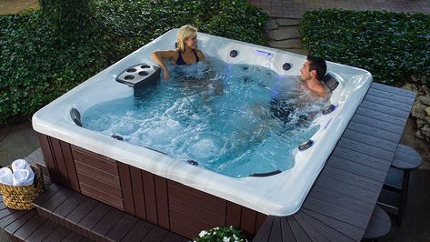 Beautiful Hot Tubs, Best Hot Tubs, Hot Tubs On Decks, Luxury Patio Ideas, Backyard Spa Ideas Hot Tubs, Hot Tub Must Haves, Outdoor Hot Tub Ideas Small Backyards, Hot Tubs Ideas Backyard, 8 Person Hot Tub