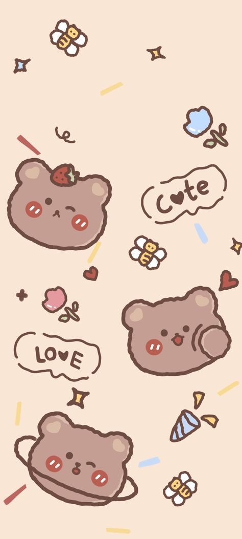 Kawaii Bear Wallpaper, Luvbot Wallpaper, Wallpapers Hello Kitty, Simpson Wallpaper Iphone, Iphone Wallpaper Cat, Wallpaper Iphone Lucu, Iphone Wallpaper Kawaii, Whatsapp Wallpaper, Cute Pastel Wallpaper