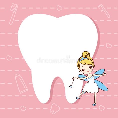 Tooth Note with Tooth Fairy Stock Vector - Illustration of comic, clean: 70470814 Tooth Fairy Images, Dental Decor, Cartoon Tooth, Dental Wallpaper, Tooth Cartoon, Tooth Fairy Certificate, Crown Baby Shower, Dental Posters, Tooth Fairy Letter