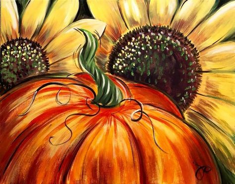 Pumpkins and sunflowers Sunflower Mosaic, Painting Halloween, Fall Canvas Painting, Fall Canvas, Halloween Painting, Harvest Season, Autumn Painting, Night Painting, Halloween Sale