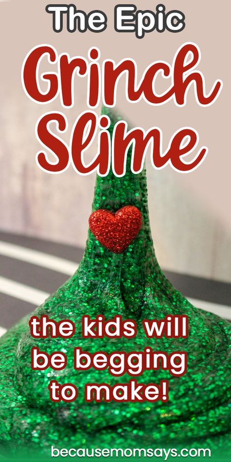 Everyone's favorite christmas movie, turned into a DIY Christmas Slime! This Christmas Grinch Slime is the perfect craft for the Christmas season! #christmas #crafts #slime #christmasslime #christmascrafts #thegrinch Diy Christmas Grinch, Diy Christmas Slime, Grinch Slime, Christmas Slime, Grinch Crafts, Slime For Kids, Christmas Gift Basket Ideas, Christmas Arts And Crafts, Christmas Grinch