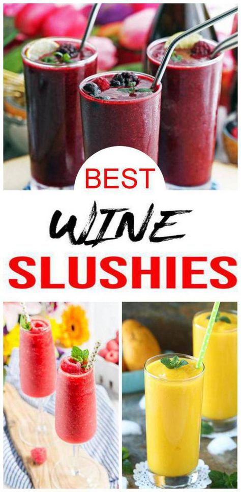 Non Carbonated Alcoholic Drinks, Blended Cocktails, Wine Slushie Recipe, Red Wine Drinks, Frozen Sangria, How To Make Wine, Wine Slush, Wine Slushies, Slushy Drinks